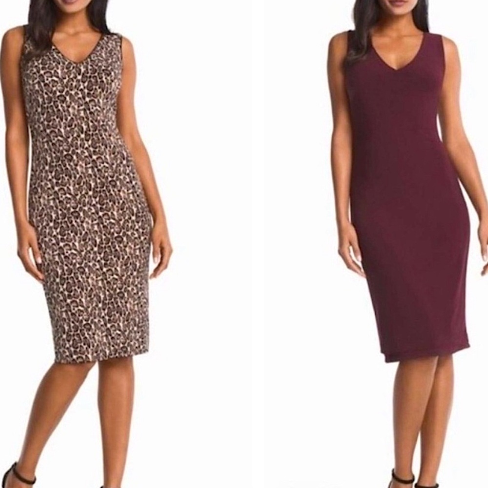 WHBM Reversible Leopard Print/Cabernet Dress